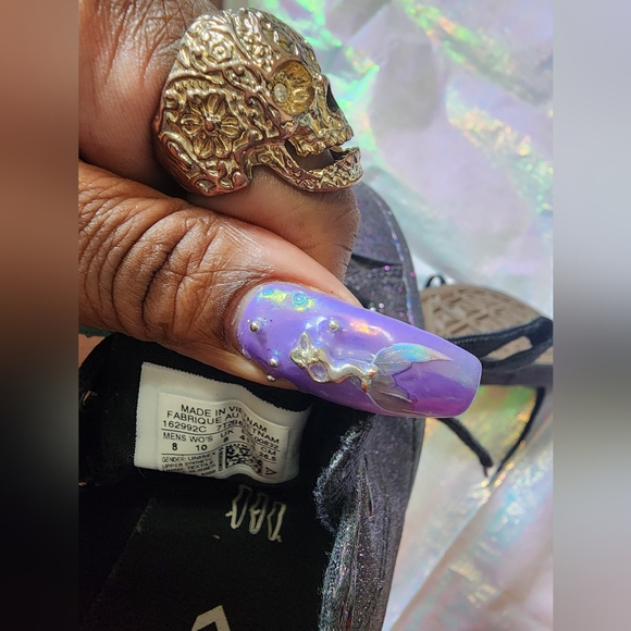 10W 8M [Converse] Purple Black Glitter Sparkle Lowtop Sneakers -Worn 2x - Picture 7 of 15